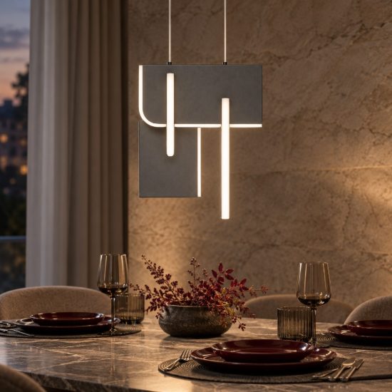 Lampadario a sospensione a steli led 20w 2700k dimmerabile per soggiorno moderno grigio argento