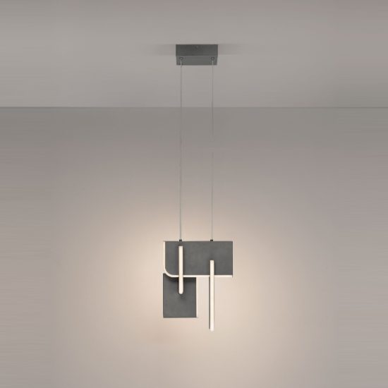 Lampadario a sospensione a steli led 20w 2700k dimmerabile per soggiorno moderno grigio argento