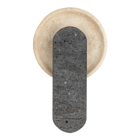 Applique da parete con elemento in pietra led 10w 3000k per soggiorno travertino naturale e nero