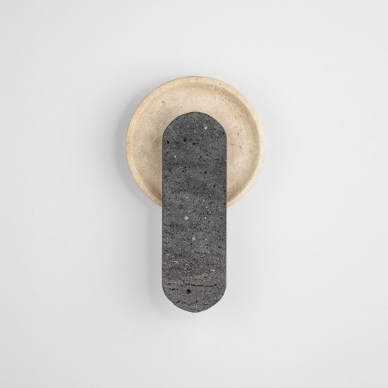 Applique da parete con elemento in pietra led 10w 3000k per soggiorno travertino naturale e nero