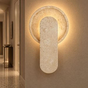 Applique da parete con elemento in pietra led 10w 3000k per soggiorno travertino naturale