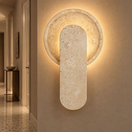 Applique da parete con elemento in pietra led 10w 3000k per soggiorno travertino naturale