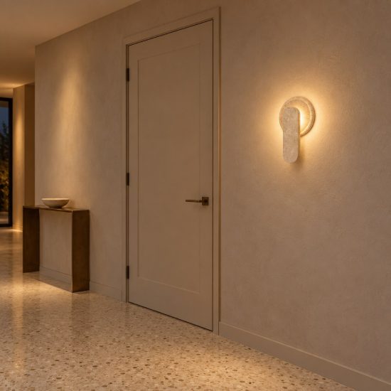 Applique da parete con elemento in pietra led 10w 3000k per soggiorno travertino naturale