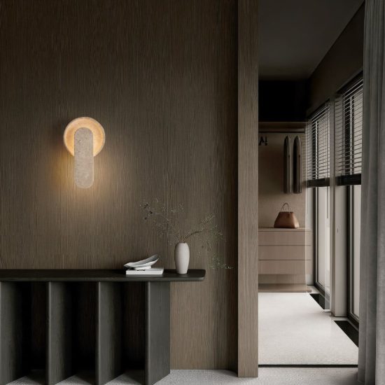 Applique da parete con elemento in pietra led 10w 3000k per soggiorno travertino naturale
