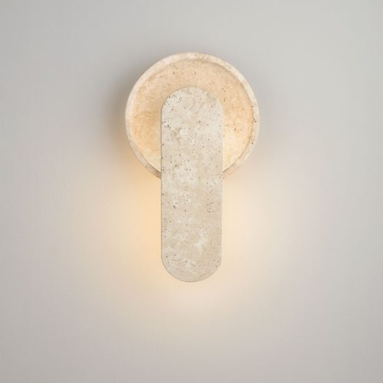 Applique da parete con elemento in pietra led 10w 3000k per soggiorno travertino naturale