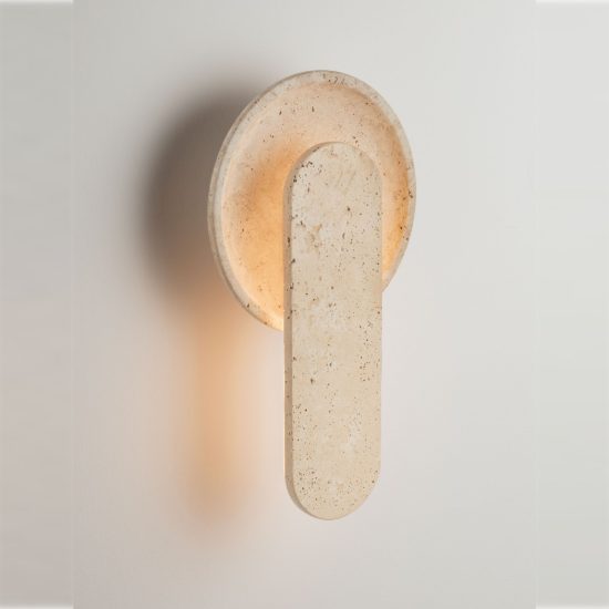 Applique da parete con elemento in pietra led 10w 3000k per soggiorno travertino naturale