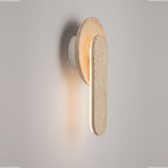 Applique da parete con elemento in pietra led 10w 3000k per soggiorno travertino naturale