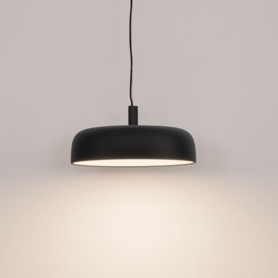 Lampadario a sospensione a disco led 27w 2700k dimmerabile per ingresso moderno nero sabbiato