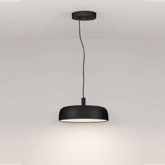 Lampadario a sospensione a disco led 27w 2700k dimmerabile per ingresso moderno nero sabbiato