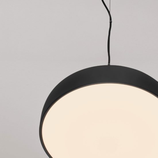 Lampadario a sospensione a disco led 27w 2700k dimmerabile per ingresso moderno nero sabbiato