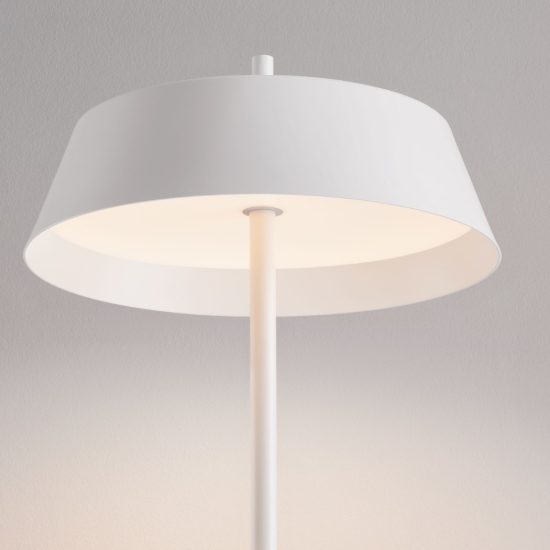 Lampada da terra con testa a disco led 28w 3000k dimmerabile per soggiorno moderna bianca