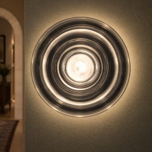 Applique da parete a disco in vetro led 6w 3000k per soggiorno moderna nera