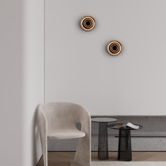 Applique da parete a disco in vetro led 6w 3000k per soggiorno moderna nera