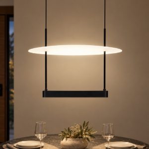 Lampadario a sospensione led 29w 2700k dimmerabile per ingresso moderno nero sabbiato e bianco