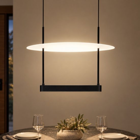 Lampadario a sospensione led 29w 2700k dimmerabile per ingresso moderno nero sabbiato e bianco