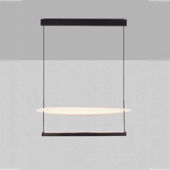 Lampadario a sospensione led 55w 2700k dimmerabile per soggiorno moderno nero sabbiato e bianco