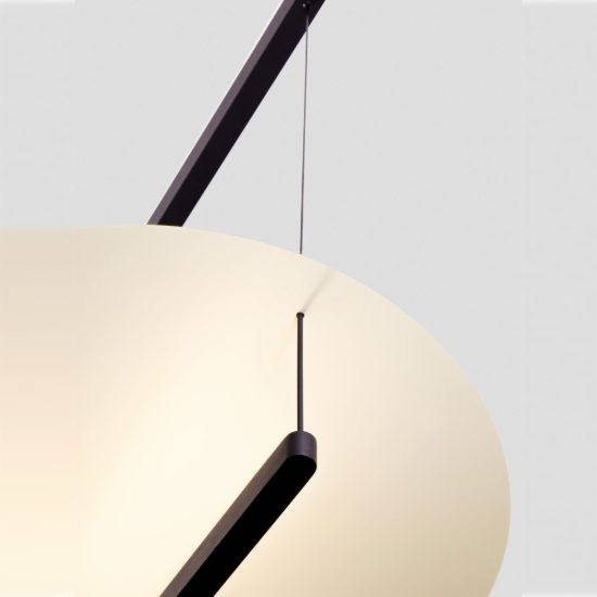 Lampadario a sospensione led 55w 2700k dimmerabile per soggiorno moderno nero sabbiato e bianco