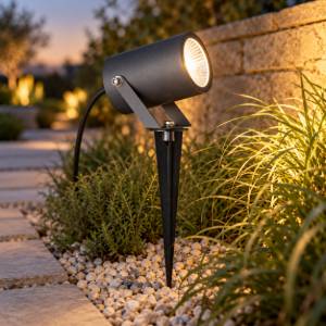 Faretto con picchetto per prato led 3000k ip65 orientabile grigio scuro