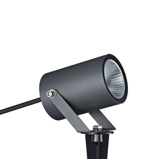 Faretto con picchetto per prato led 3000k ip65 orientabile grigio scuro