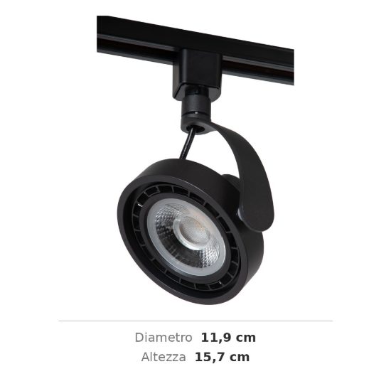 Faretto per binario monofase gu10 es111 orientabile nero