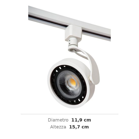Faretto per binario monofase gu10 es111 orientabile bianco