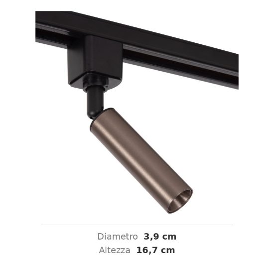 Faretto per binario monofase cilindrico g9 orientabile caffe