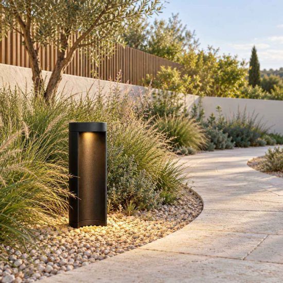 Paletto da giardino piccolo a cilindro moderno nero led 9w 3000k ip54
