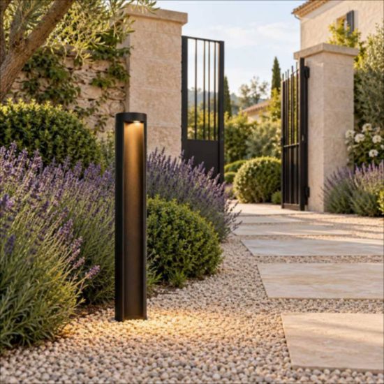 Paletto da giardino grande a cilindro moderno nero led 9w 3000k ip54