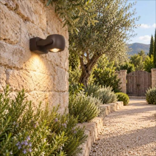 Applique da esterno moderna caffe led 8w 2700k ip54 orientabile