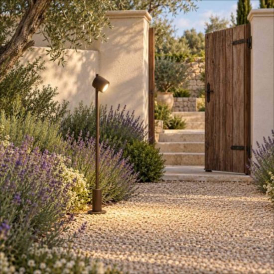 Paletto da giardino moderno caffe led 8w 2700k ip54