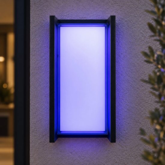 Applique da esterno rettangolare moderna nero opalino led 11w cct 2700k 6500k ip54