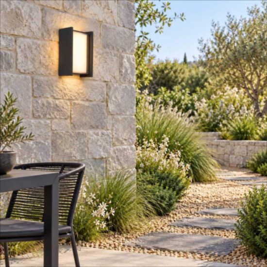 Applique da esterno rettangolare moderna nero opalino led 11w cct 2700k 6500k ip54