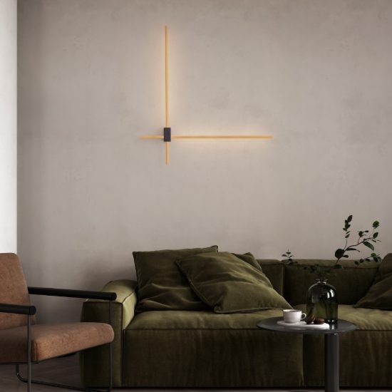 Applique da parete a bacchette incrociate led 20w cct 2700k 3000k 4000k per soggiorno oro ottone