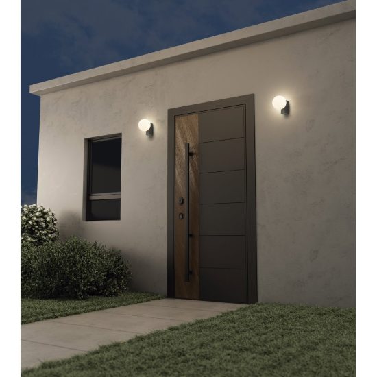 Applique da esterno moderna sfera vetro ip65 nera