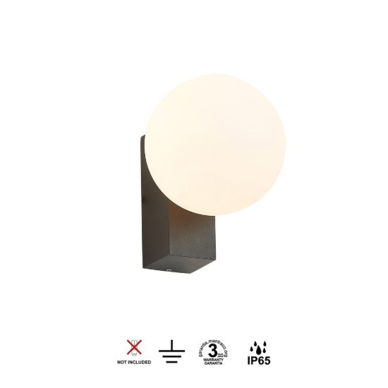Applique da esterno moderna sfera vetro ip65 nera