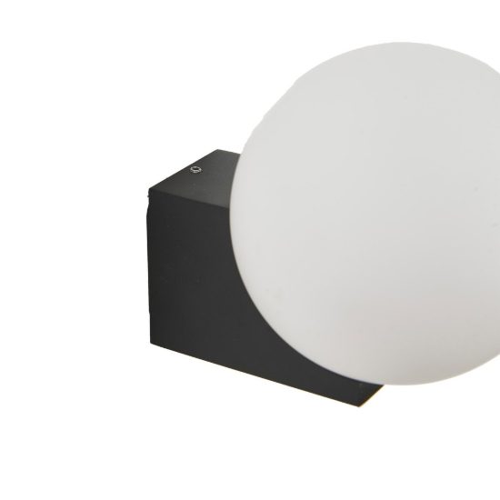 Applique da esterno moderna nera ip54 sfera vetro opaco