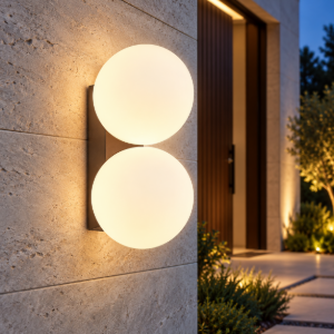 Applique da esterno doppia sfera vetro nera ip54 lampadina g9