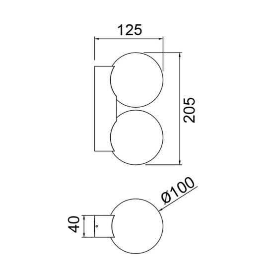 Applique da esterno doppia sfera vetro nera ip54 lampadina g9