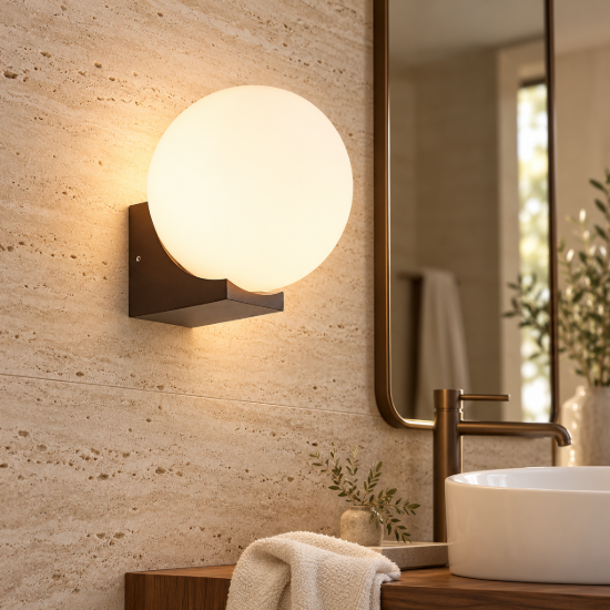 Applique da bagno moderna nera vetro ip54