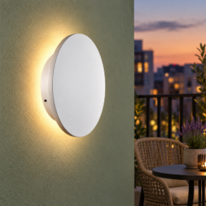 Applique bianca da esterno led 10w 3000k ip65 moderna tonda