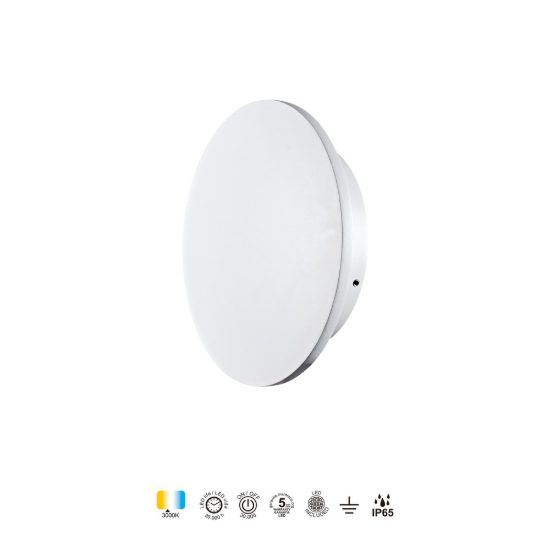 Applique bianca da esterno led 10w 3000k ip65 moderna tonda