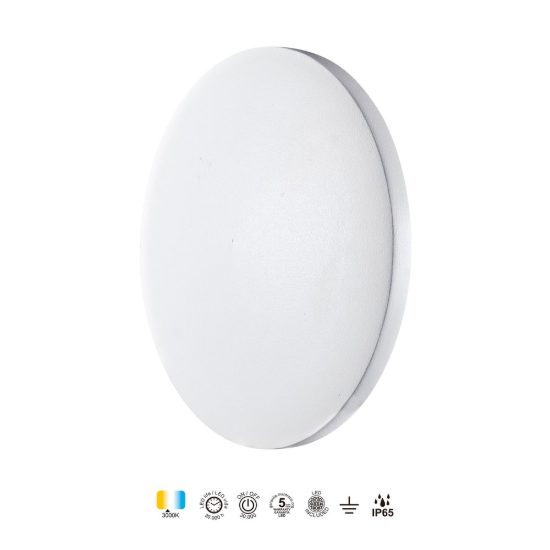 Applique da esterno ip65 led 20w 3000k rotonda bianca