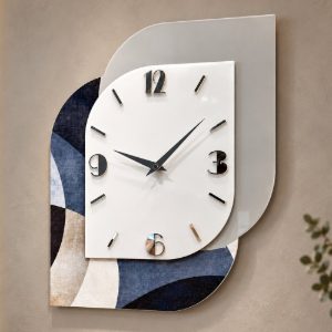 Orologio da parete verticale moderno legno e resina dettagli argento