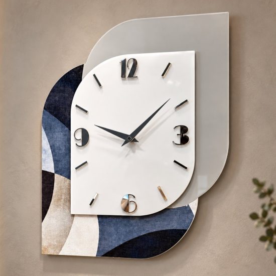 Orologio da parete verticale moderno legno e resina dettagli argento