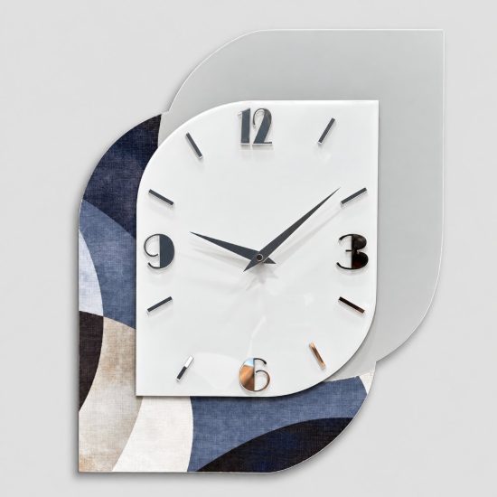 Orologio da parete verticale moderno legno e resina dettagli argento