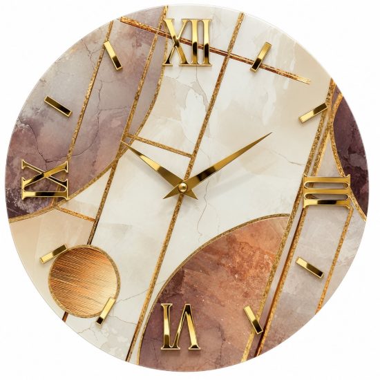 Grande orologio di resina rotondo moderno dettagli oro lucido 100cm