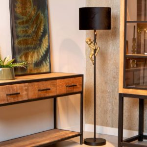 Piantana a cilindro per soggiorno contemporanea nero oro
