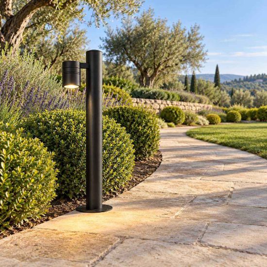 Paletto da giardino a cilindro moderno nero led 5w 2700k ip44