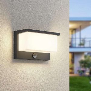 Applique da esterno led 13w 3000k moderna antracite con sensore di movimento