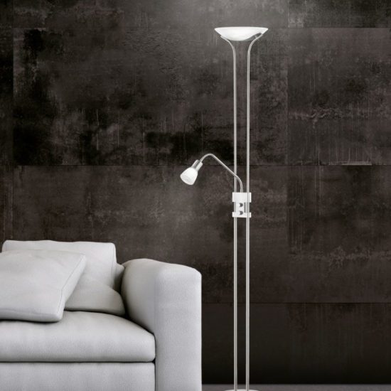 Lampada da terra led 4x4,5w 3000k nichel luce orientabile da lettura